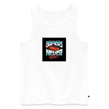 Gamers Never Quit Controller - Männer Premium Bio Tank Top - Weiß - Vorne - Michal (187cm)
