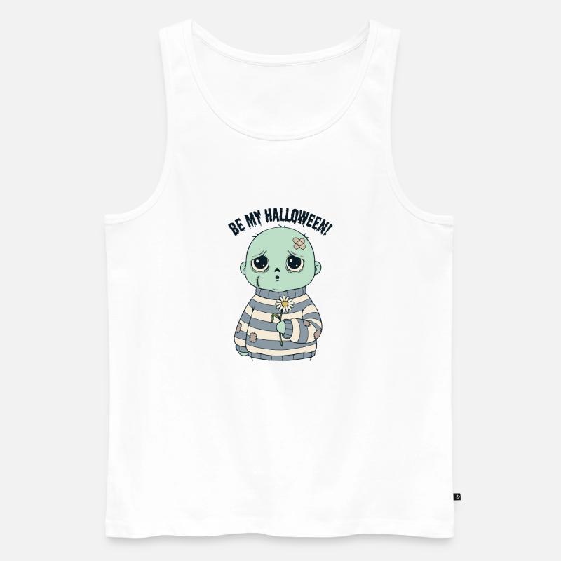 Entzückender Totenkopf im gestreiften Pullover - Männer Premium Bio Tank Top - Weiß