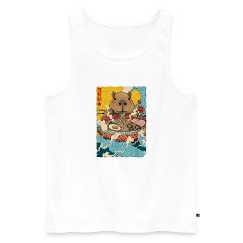 Capybara Eats Ramen Noodles - Men's Premium Organic Tank Top - white - Front - AI Model Male 178 light (178cm)