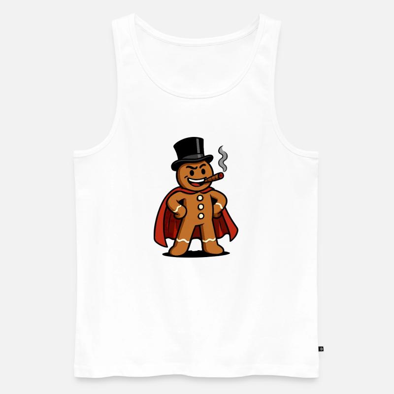 Lebkuchenheld mit Zigarre - Männer Premium Bio Tank Top - Weiß