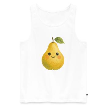 Poire jaune avec visage Aquarelle Bébé fruit - Débardeur bio Premium Homme - blanc - Devant - Michal (187cm)