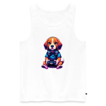 Beagle Gaming Gamer Gaming Gaming Video Games - Men's Premium Organic Tank Top - white - Front - Michal (187cm)