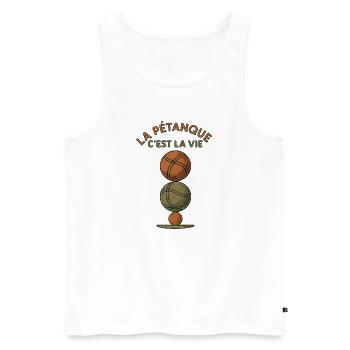 Pétanque ist das Leben - Männer Premium Bio Tank Top - Weiß - Vorne - Michal (187cm)