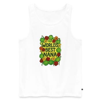 Le meilleur lettrage floral de Nana au monde - Débardeur bio Premium Homme - blanc - Devant - Michal (187cm)