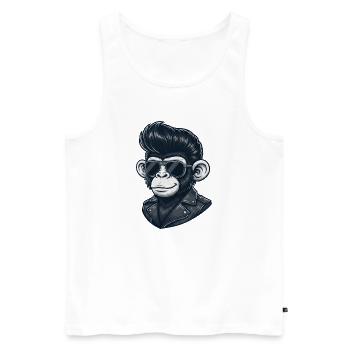 Cool Monkey Chimpanzee Sunglasses Rock and Roll - Men's Premium Organic Tank Top - white - Front - Michal (187cm)