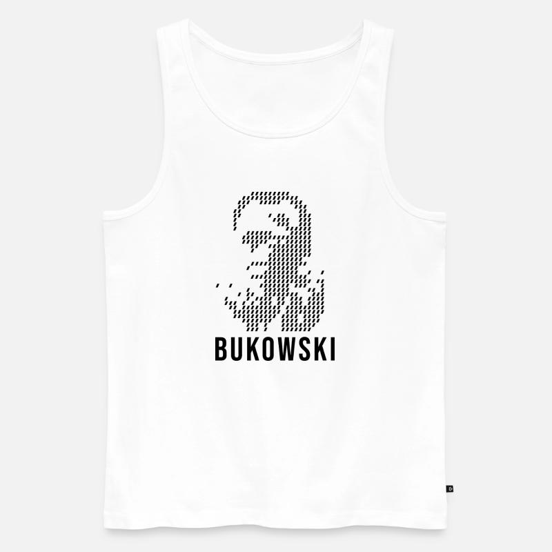 Charles Bukowskis geometrisches Designporträt - Männer Premium Bio Tank Top - Weiß