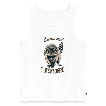 That-Excuse Me! That's My Coffee – Waschbär - Männer Premium Bio Tank Top - Weiß - Vorne - AI Model Male 178 light (178cm)