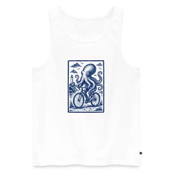 Oktopus auf Fahrrad maritime Illustration - Männer Premium Bio Tank Top - Weiß - Vorne - Michal (187cm)