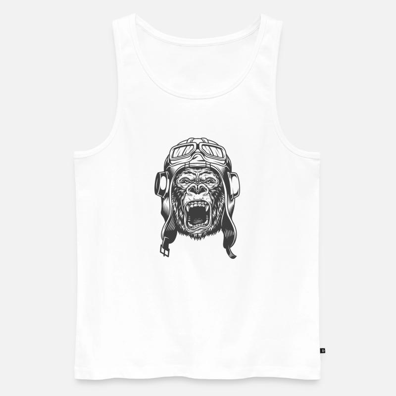 Gorilla Pilot Design - Männer Premium Bio Tank Top - Weiß