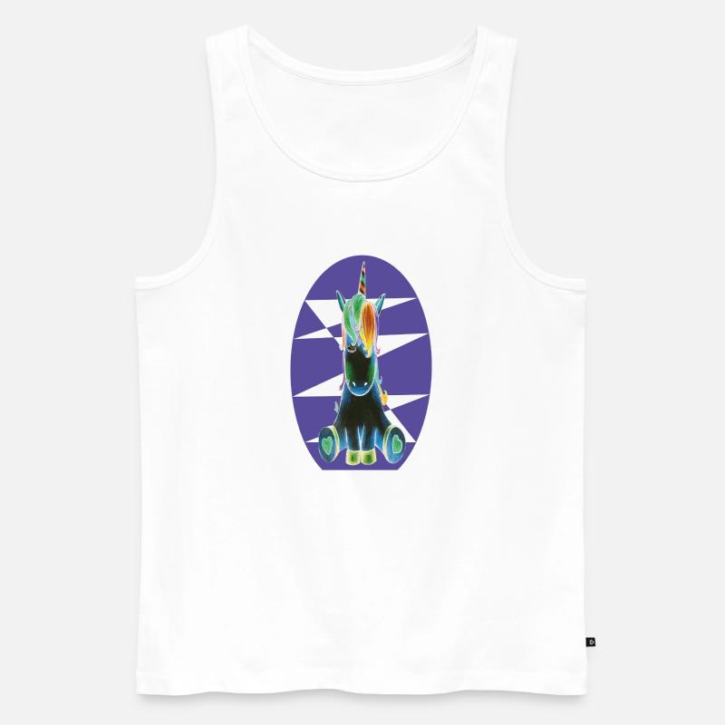 Regenbogen-Einhorn  - Männer Premium Bio Tank Top - Weiß