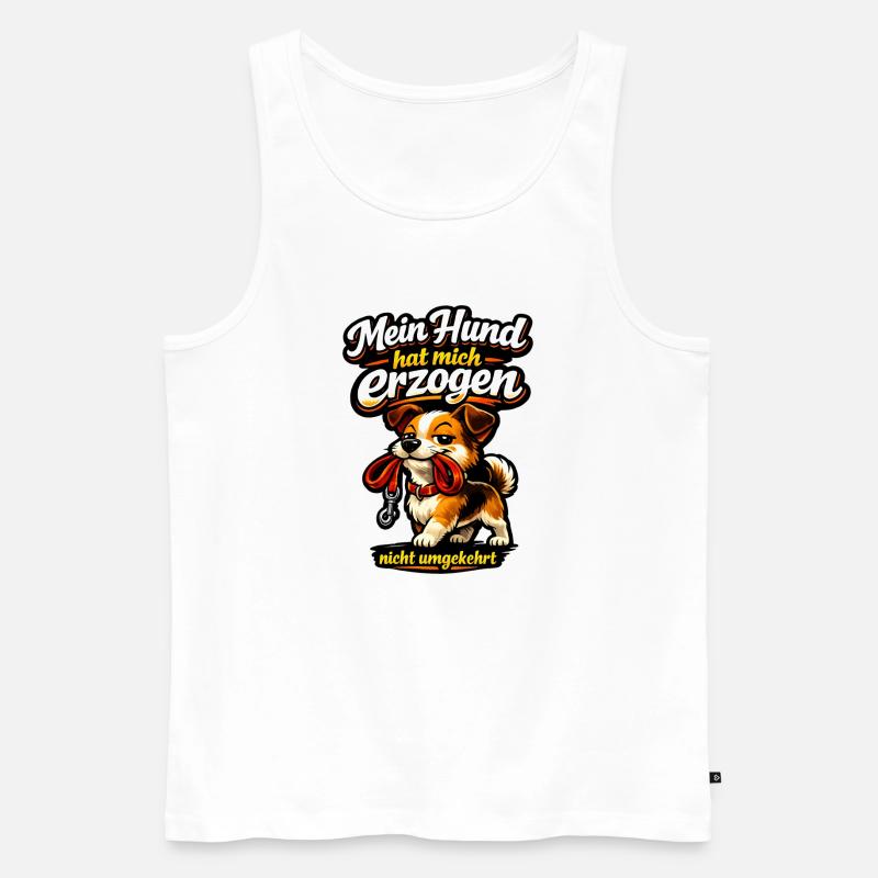 Mein Hund hat mich erzogen - Männer Premium Bio Tank Top - Weiß