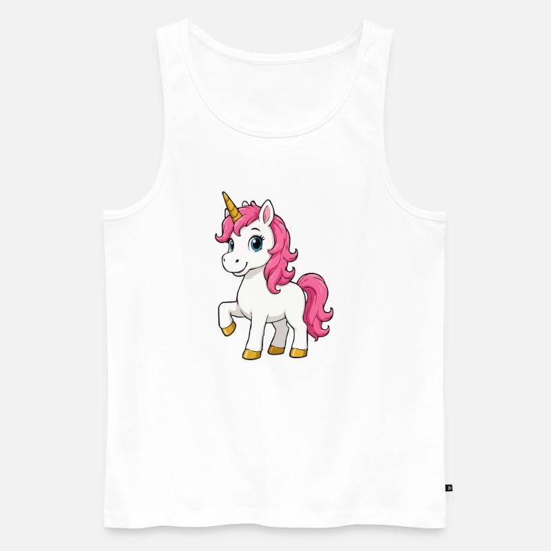 Rosa Einhorn mit Pinker Mähne - Männer Premium Bio Tank Top - Weiß
