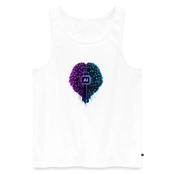 Neon-KI-Gehirn mit Schaltungsmuster - Männer Premium Bio Tank Top - Weiß - Vorne - Michal (187cm)