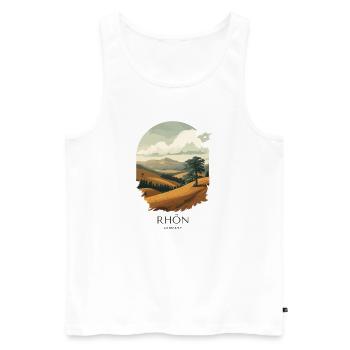 Rhön Vintage Landscape | National Park Style - Männer Premium Bio Tank Top - Weiß - Vorne - Michal (187cm)