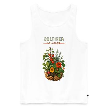 Cultiver le Calme: Jardinage en mains - Débardeur bio Premium Homme - blanc - Devant - Michal (187cm)