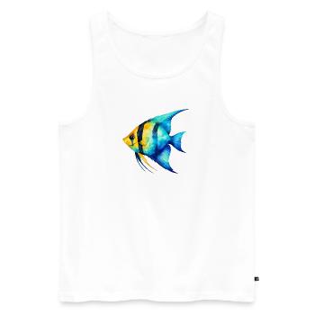 Aquarelle du Poisson jaune bleu - Débardeur bio Premium Homme - blanc - Devant - Michal (187cm)