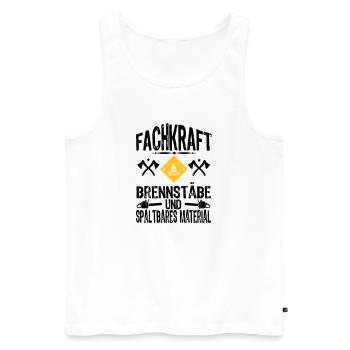Fachkraft Holz - Männer Premium Bio Tank Top - Weiß - Vorne - Michal (187cm)