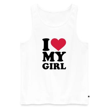 I love my girl - Débardeur bio Premium Homme - blanc - Devant - Michal (187cm)