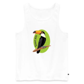Toucan - Débardeur bio Premium Homme - blanc - Devant - AI Model Male 178 light (178cm)