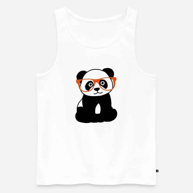 Panda mit Brille - Männer Premium Bio Tank Top - Weiß
