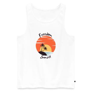 Liberté couché de soleil - Débardeur bio Premium Homme - blanc - Devant - Michal (187cm)
