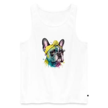 Französische Bulldogge - Männer Premium Bio Tank Top - Weiß - Vorne - Michal (187cm)