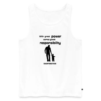 With great power comes great Responsability - Débardeur bio Premium Homme - blanc - Devant - AI Model Male 178 light (178cm)