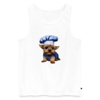 Restaurateur Puppy Yorkshire Terrier Cooking Dog - Men's Premium Organic Tank Top - white - Front - Michal (187cm)
