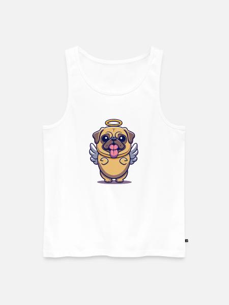 Mops Schutzengel - Männer Premium Bio Tank Top - Weiß