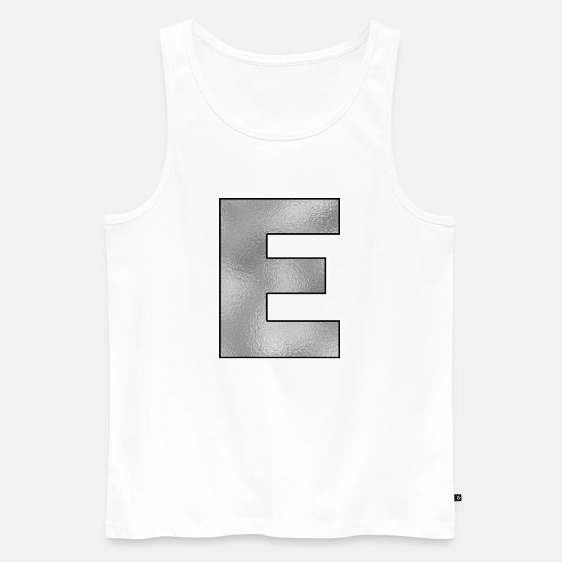 Buchstabe E Silber - Männer Premium Bio Tank Top - Weiß