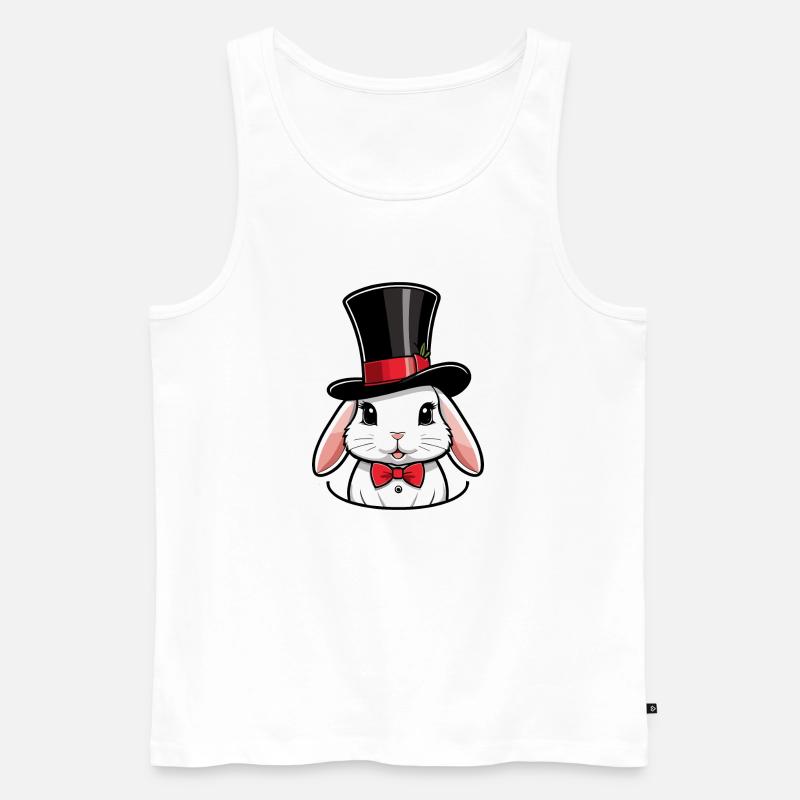 Hasenkopf mit Hut und Fliege - Männer Premium Bio Tank Top - Weiß