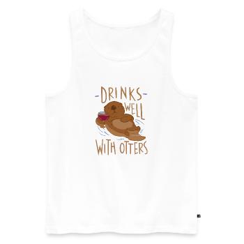 Niedlicher Otterweinliebhaber: "Trinkt gut mit Ottern" - Männer Premium Bio Tank Top - Weiß - Vorne - AI Model Male 178 light (178cm)