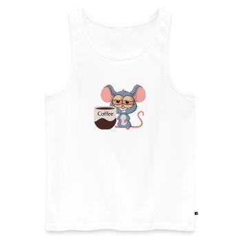 Kaffeemäuschen - Männer Premium Bio Tank Top - Weiß - Vorne - Michal (187cm)