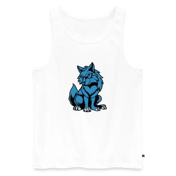 wolf comic tier - Männer Premium Bio Tank Top - Weiß - Vorne - Michal (187cm)