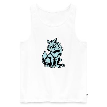 wolf comic tier - Männer Premium Bio Tank Top - Weiß - Vorne - Michal (187cm)