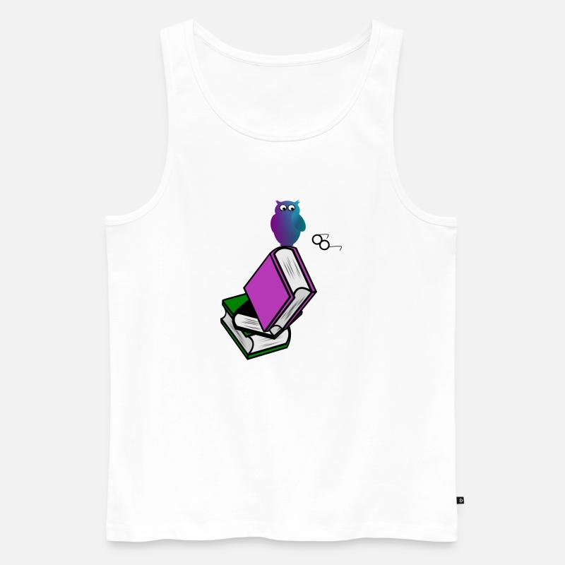Buch Mit Eule - Männer Premium Bio Tank Top - Weiß