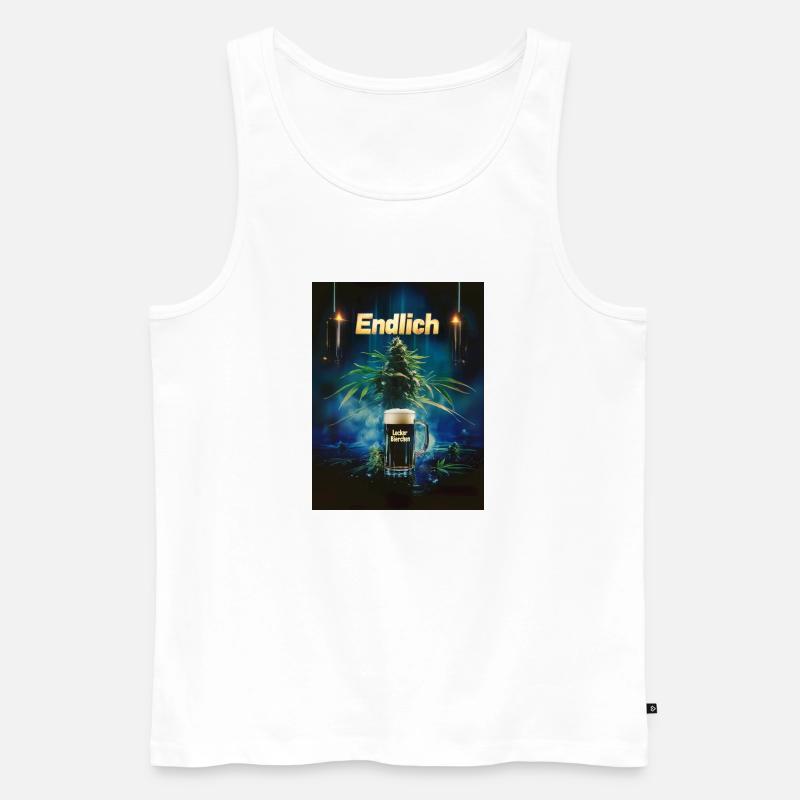 Endlich Lecker Bierchen und Blumen - Männer Premium Bio Tank Top - Weiß