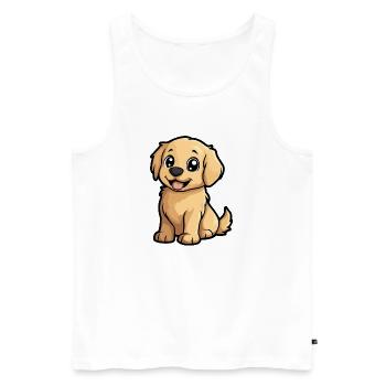 Golden Retriever Hund Comic Niedlich - Männer Premium Bio Tank Top - Weiß - Vorne - Michal (187cm)