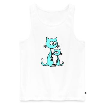 2 chats curieux à l’air drôle maman papa enfant - Débardeur bio Premium Homme - blanc - Devant - Michal (187cm)