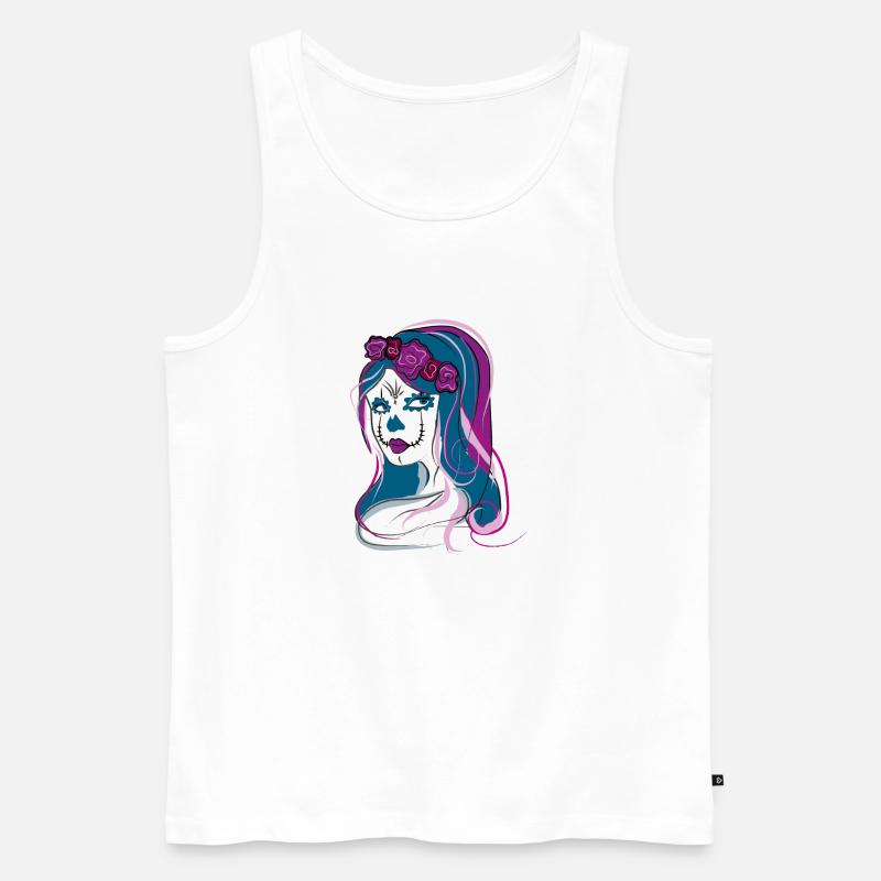 Schädel Schädel Frau - Männer Premium Bio Tank Top - Weiß