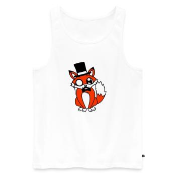 Fuchs Rotfuchs Sir Mr. Zylinder Hut Monokel Brille - Männer Premium Bio Tank Top - Weiß - Vorne - Michal (187cm)