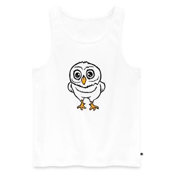 hibou oiseau aigle hibou hibou nuit oiseau effraie des granges chouette bande dessinée - Débardeur bio Premium Homme - blanc - Devant - AI Model Male 178 light (178cm)