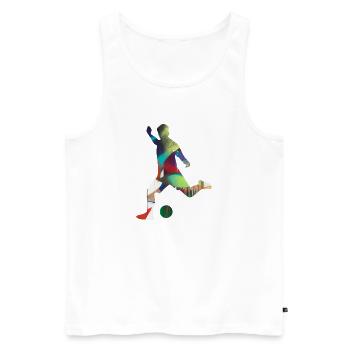 Football, footballeur, football, graffiti, bleu, coloré - Débardeur bio Premium Homme - blanc - Devant - AI Model Male 178 light (178cm)