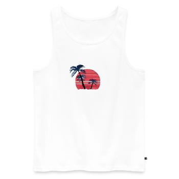 Coucher de soleil avec des palmiers - Débardeur bio Premium Homme - blanc - Devant - Michal (187cm)