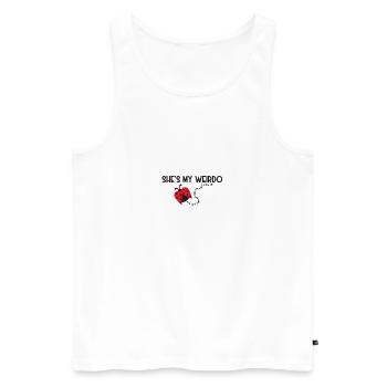 She is my crazy - love relationship saying - Men's Premium Organic Tank Top - white - Front - AI Model Male 178 light (178cm)