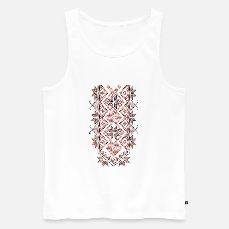 Ukrainisches Stickmuster - Männer Premium Bio Tank Top - Weiß