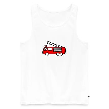 Camion pompier, camion de pompier, pompier - Débardeur bio Premium Homme - blanc - Devant - AI Model Male 178 light (178cm)