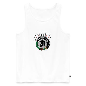 Trojan redskinhead - Männer Premium Bio Tank Top - Weiß - Vorne - AI Model Male 178 light (178cm)