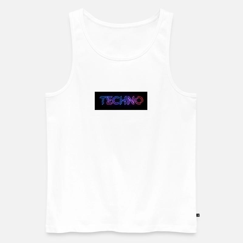 Techno Neon Glitch Text - Männer Premium Bio Tank Top - Weiß