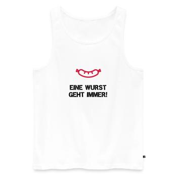 Eine Wurst geht immer - Männer Premium Bio Tank Top - Weiß - Vorne - Michal (187cm)